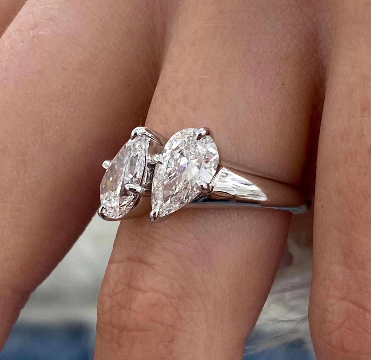 2.00 Pear Cut Two-Stone Ring
