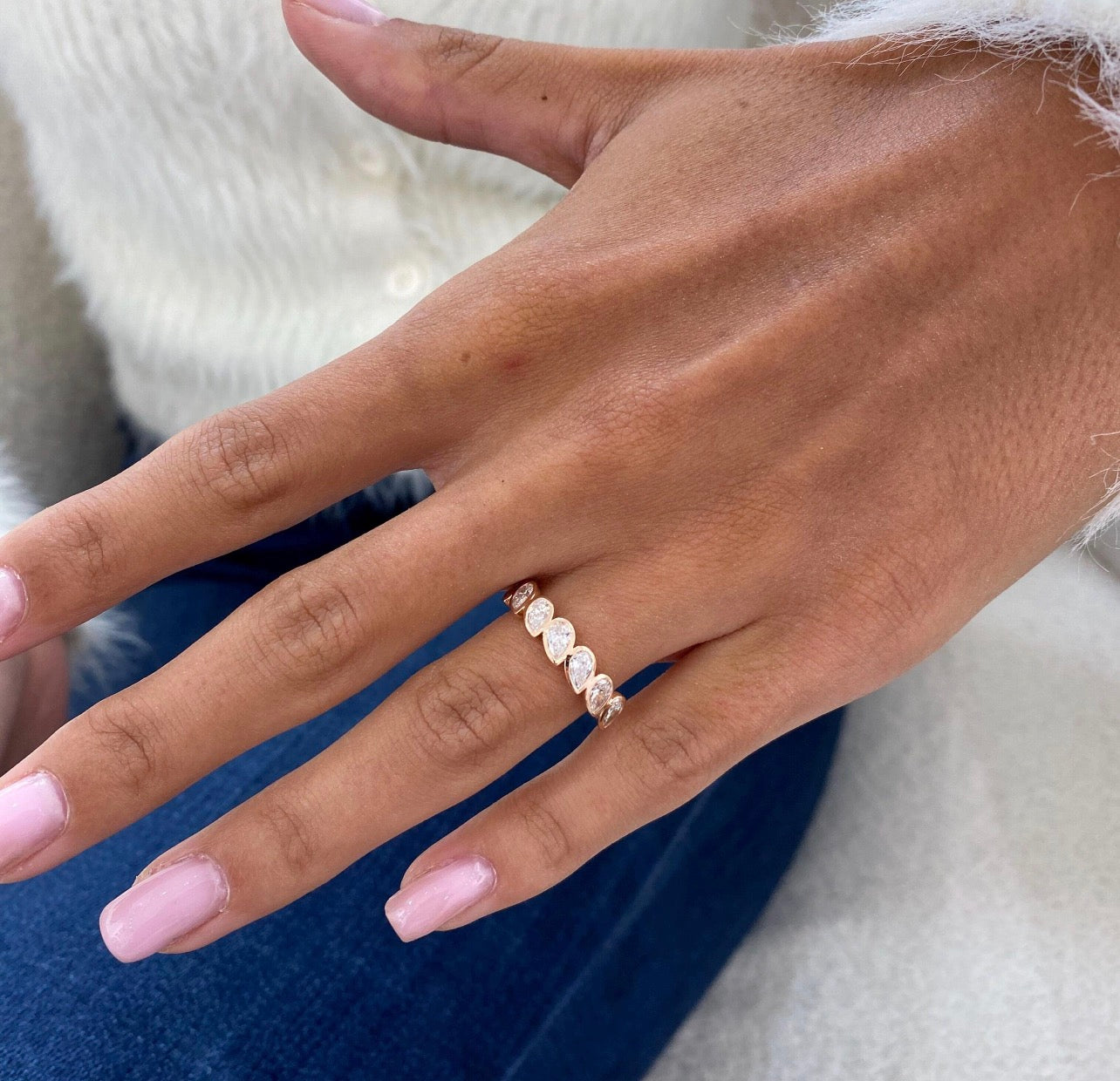 1.00ct Pear Cut Bezel Set Ring
