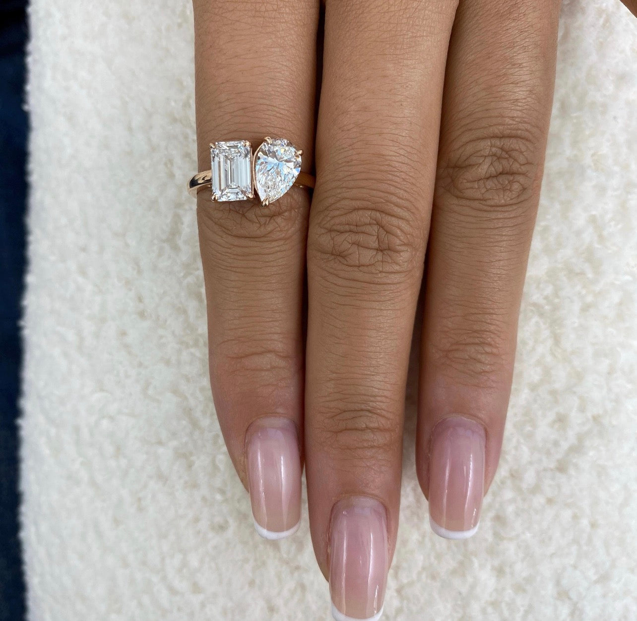 3ct Emerald & Pear Toi et Moi Ring