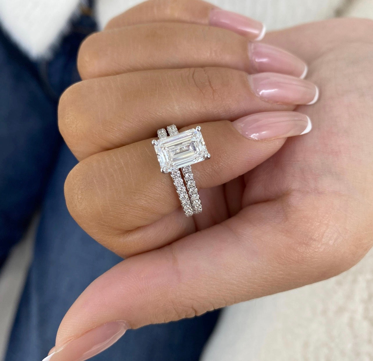 1.50ct Emerald Cut Ring with Wedding Band