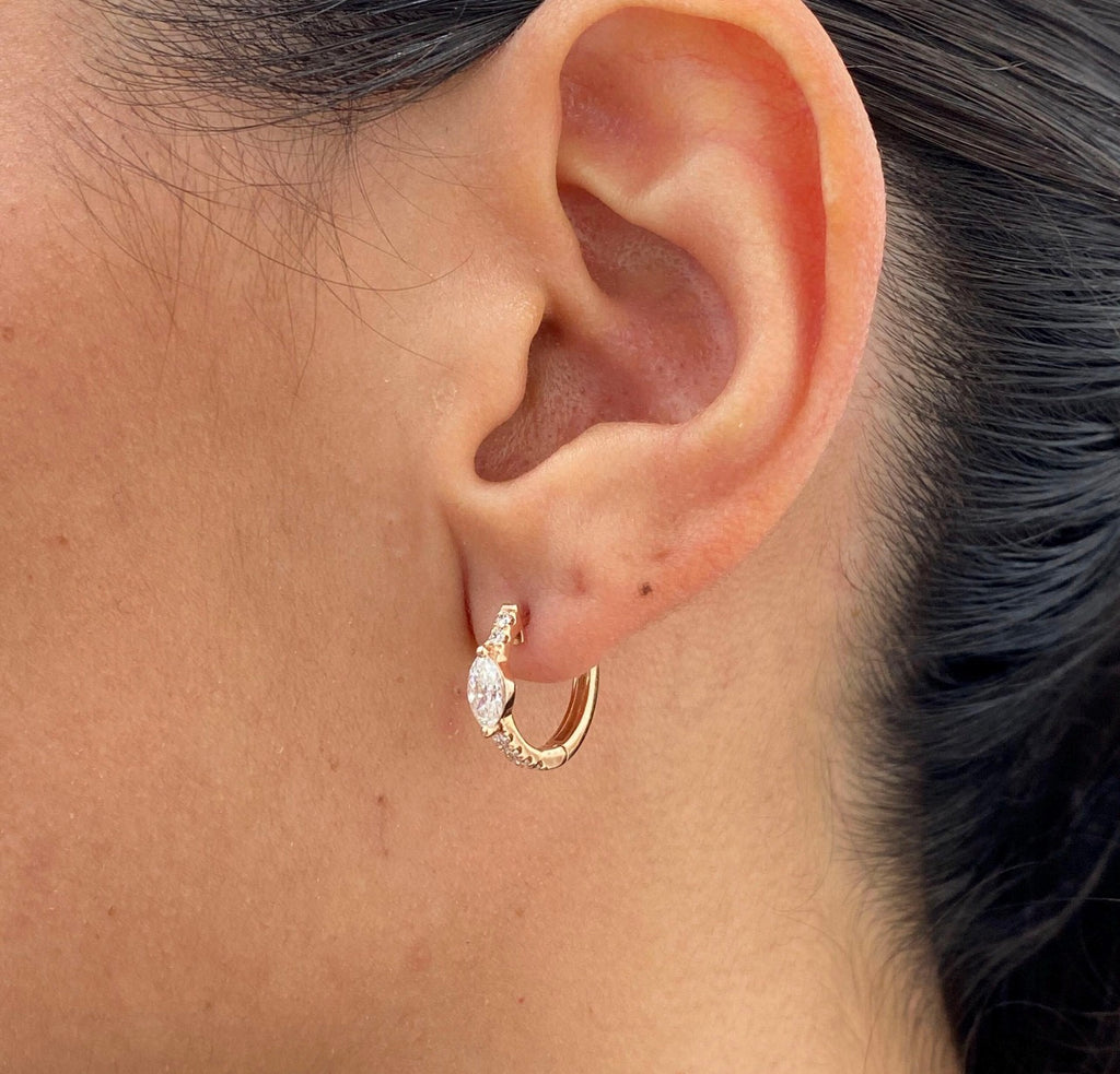 0.70ct Marquise Cut Hoop Earrings