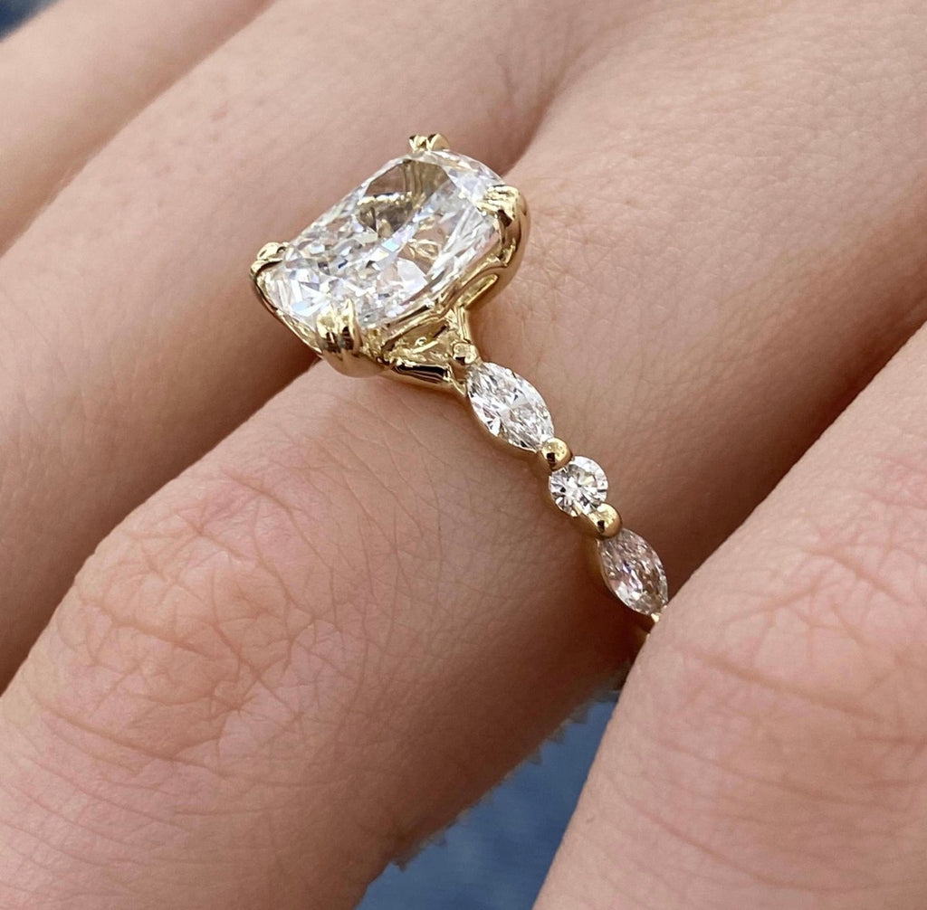 2.50ct Cushion Cut with Floral Band Ring
