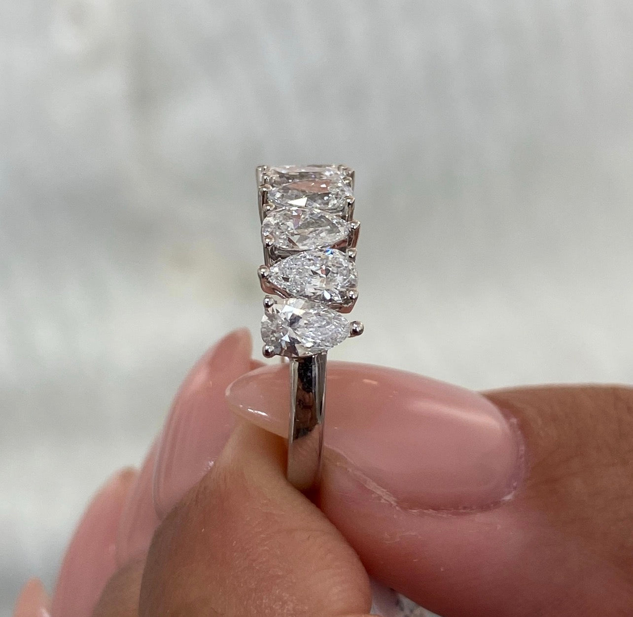 1.6ct Pear Cut Diamond Wedding Band