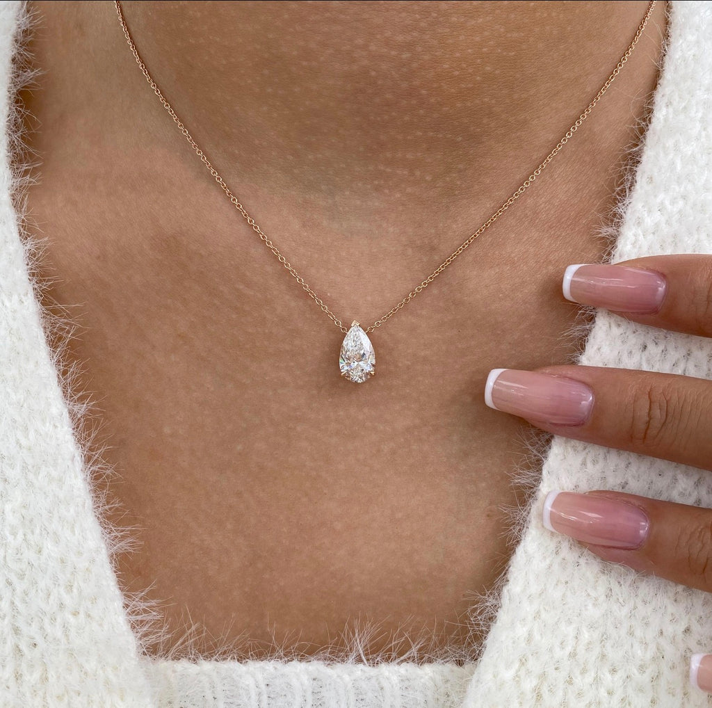 Pear Cut Prong Set Necklace