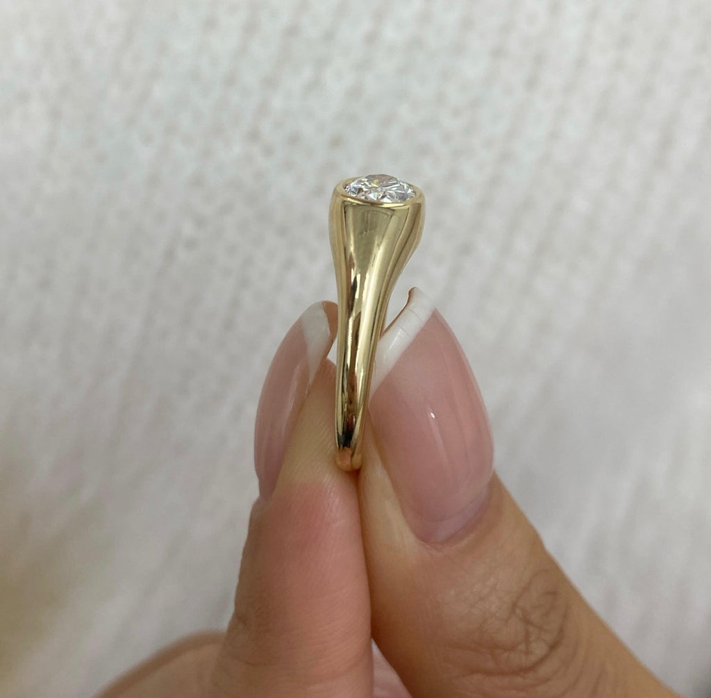 1.00ct Oval East West Set Bezel Ring
