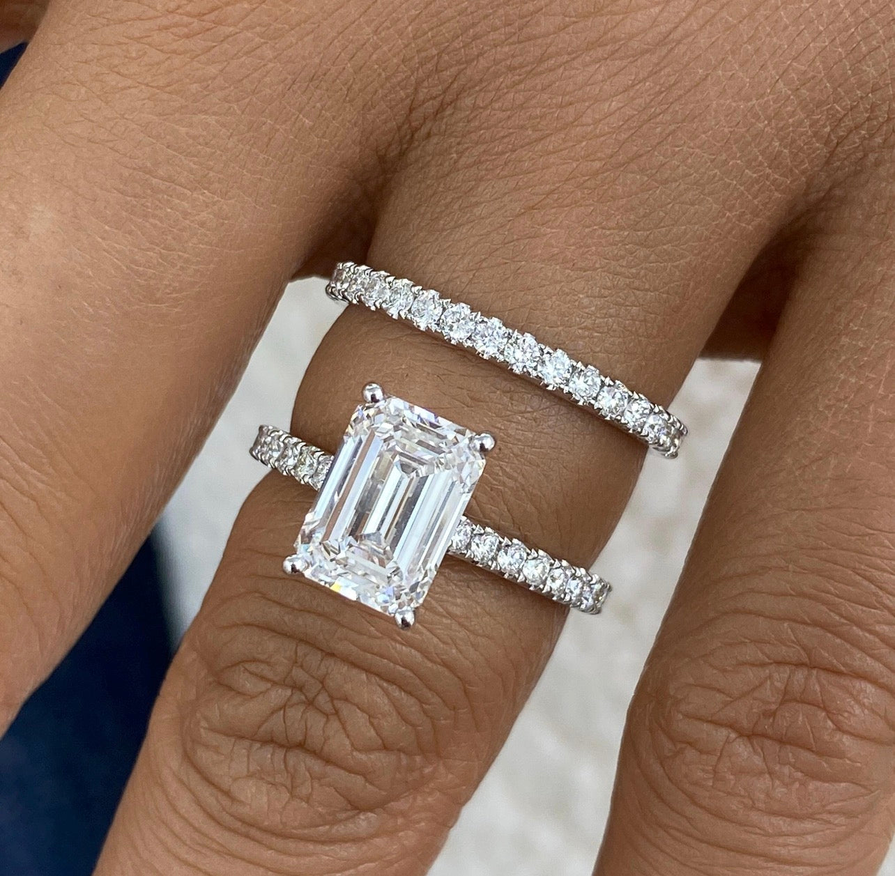 1.50ct Emerald Cut Ring with Wedding Band