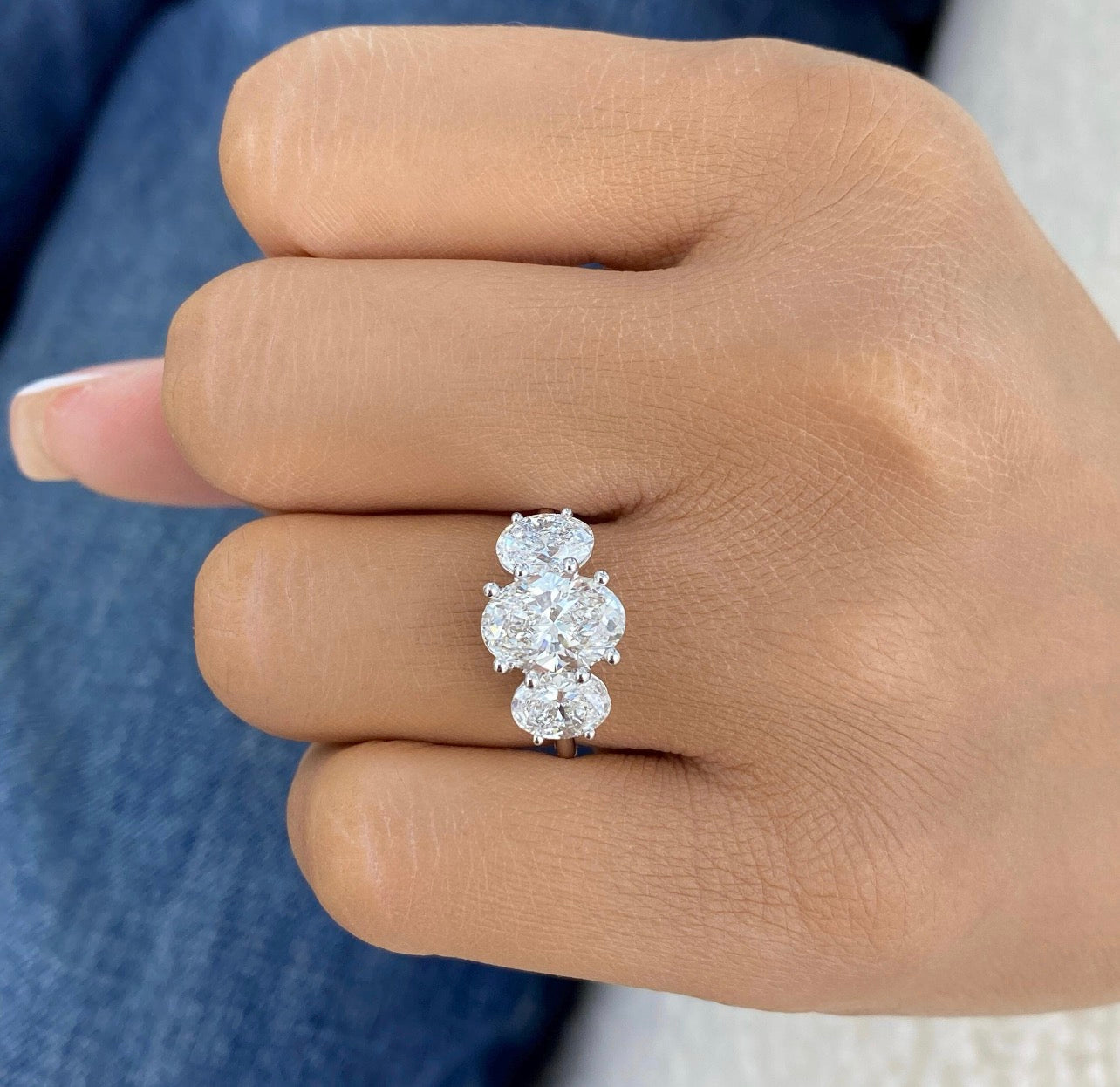 3.70ct Oval 3-Stones Ring