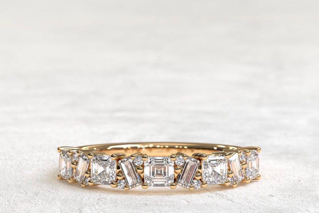 0.86ct Asscher, Baguette & Round Cut Wedding Band