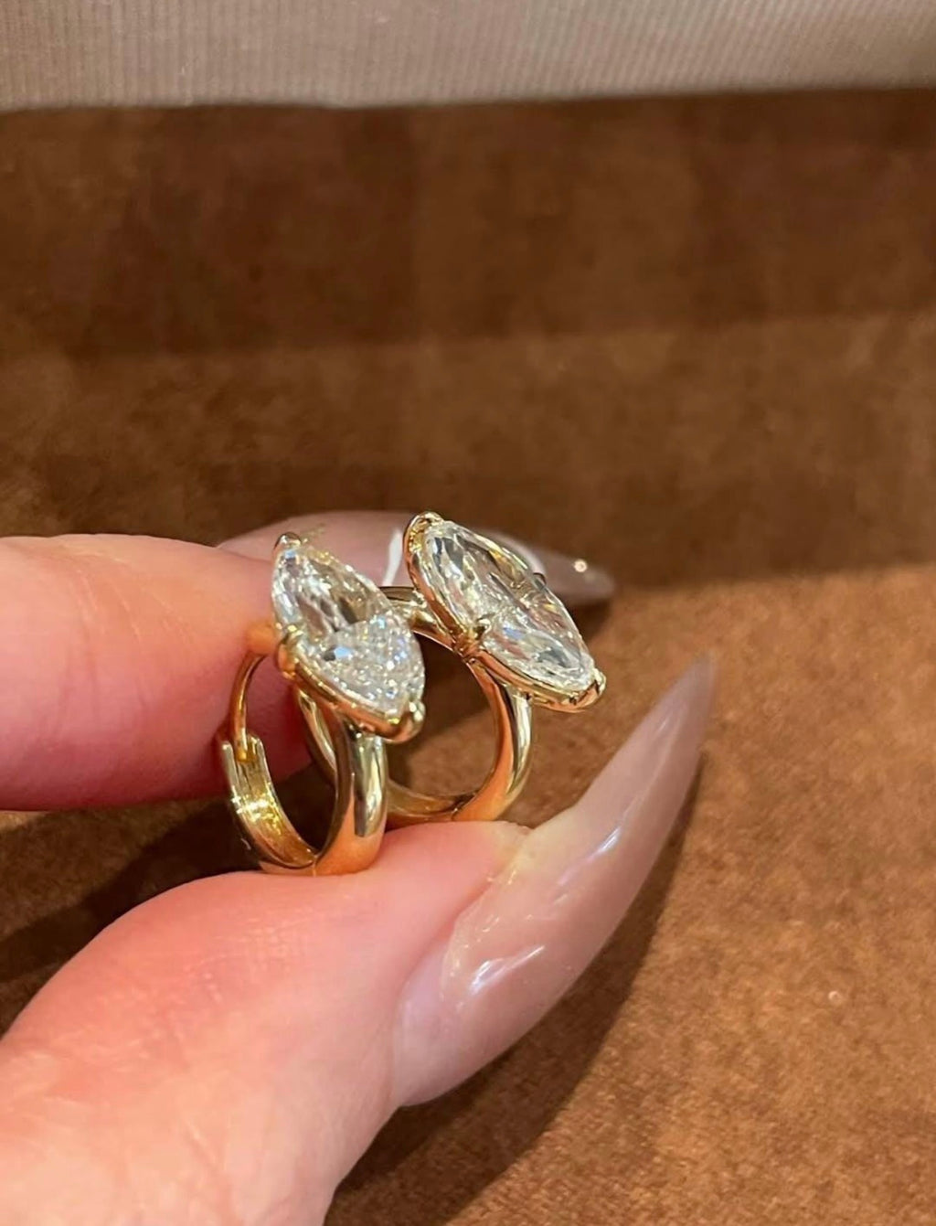 4ct Marquise Hoop Earrings