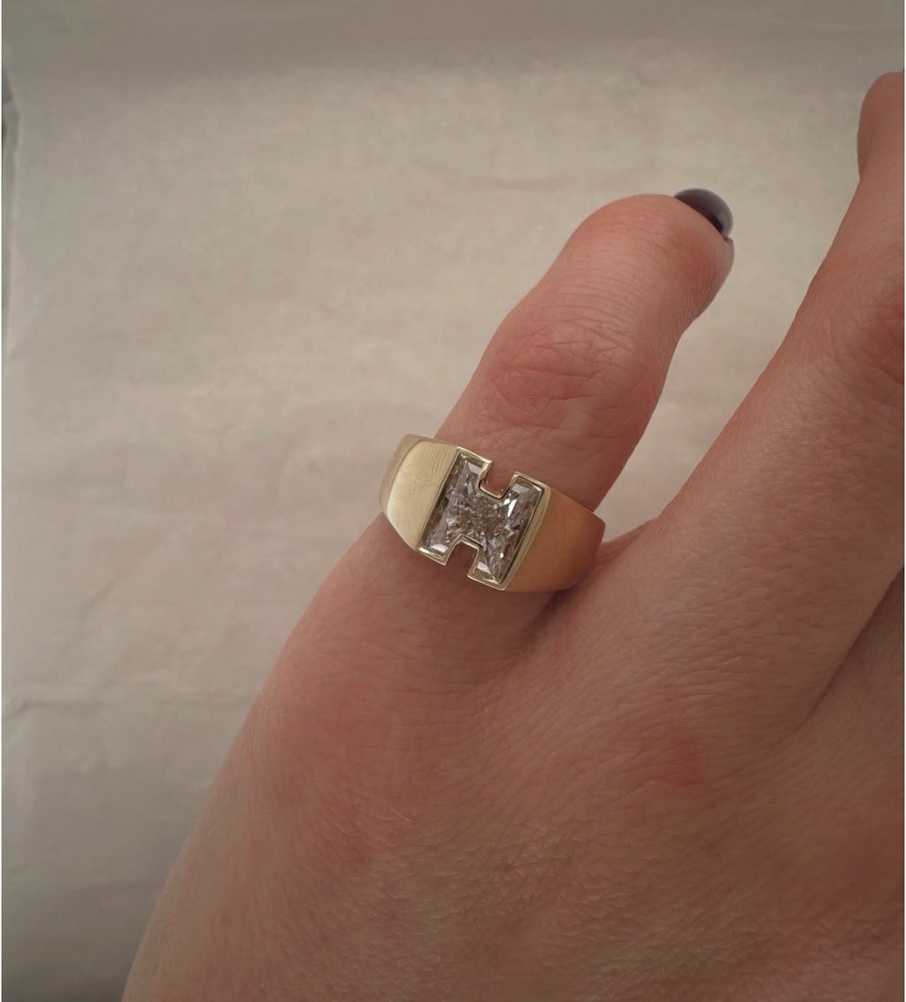 Letter Bezel Set Ring