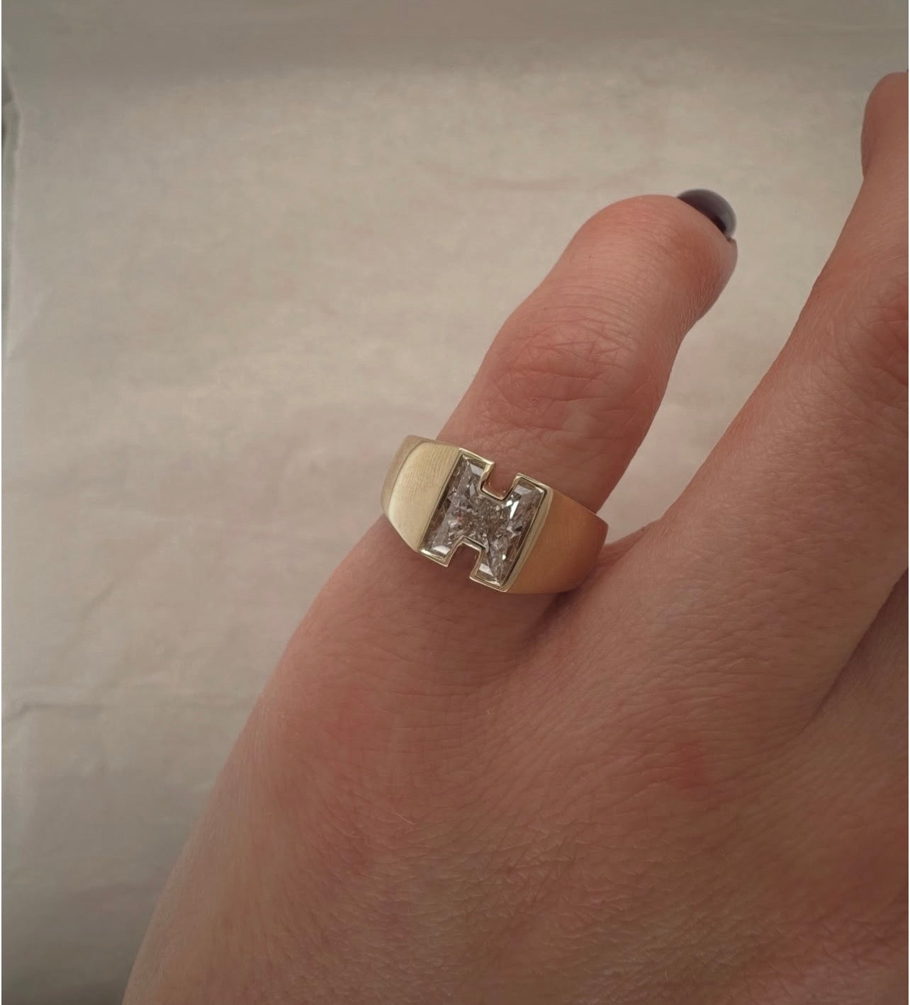 Letter Bezel Set Ring