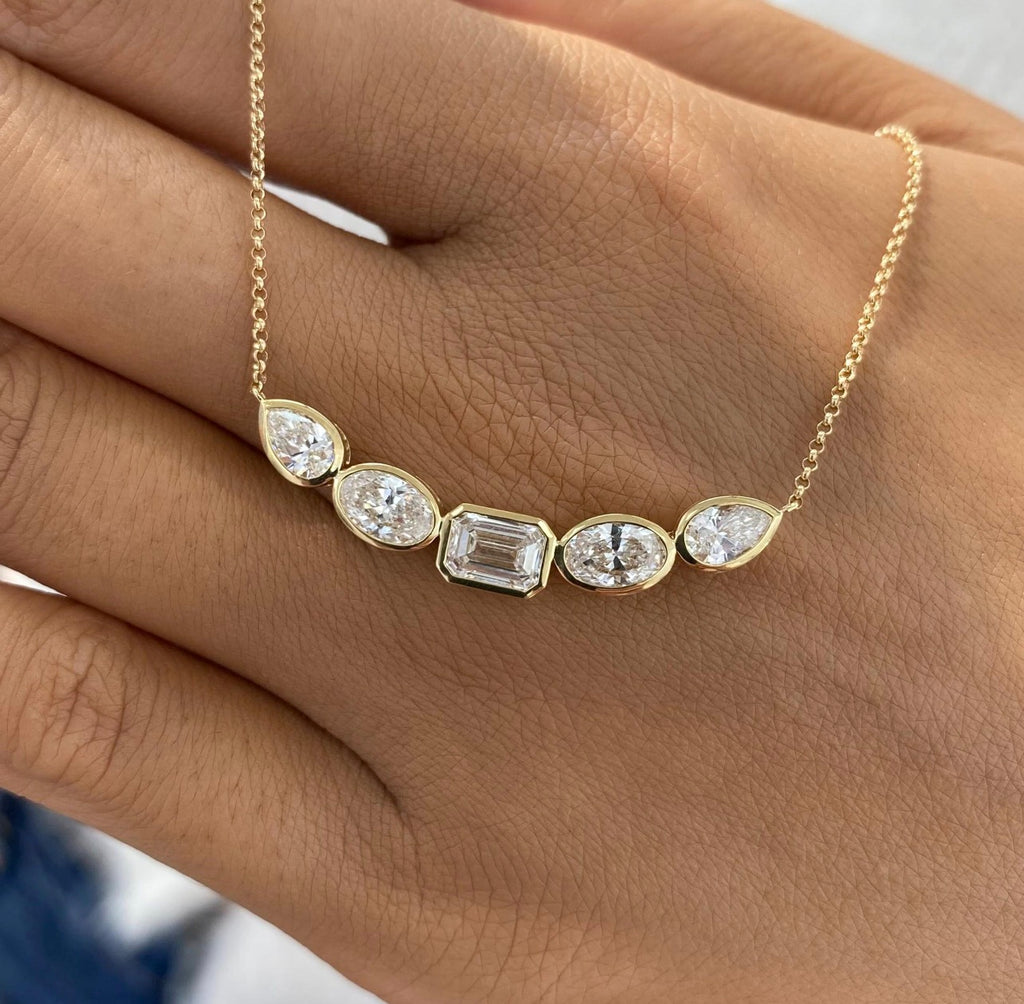 2.50ct Mixed Cut Diamond Bar Necklace