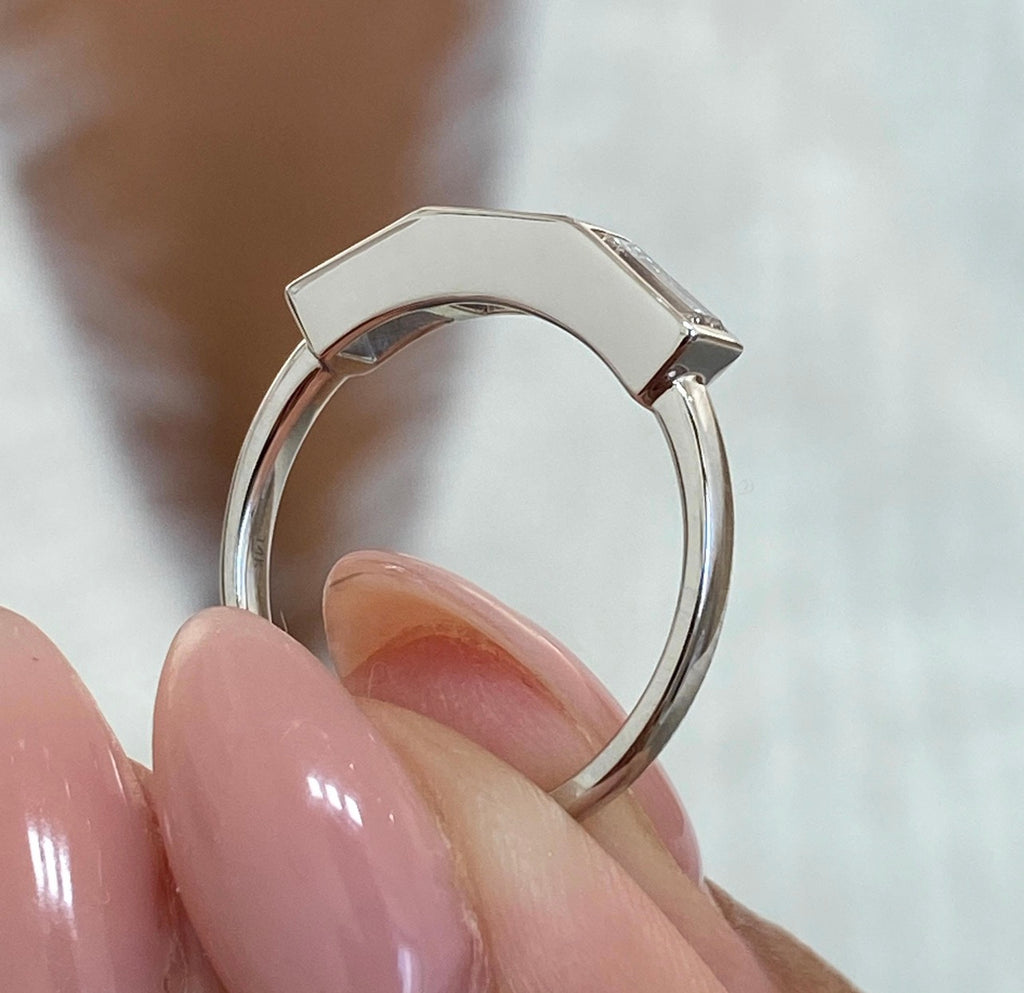 0.68ct Three Tapered Baguette Bezel Set Wedding Ring
