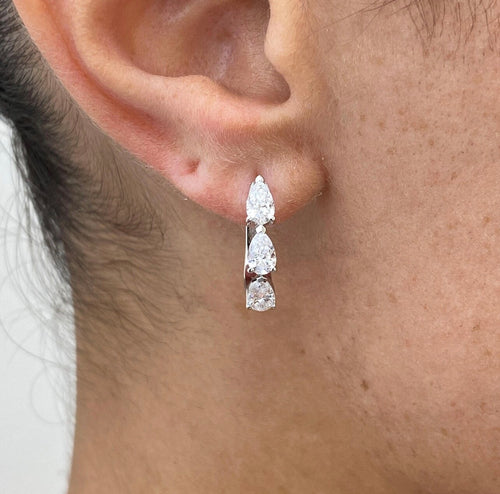 1.50ct Pear Cut Hoop Earrings