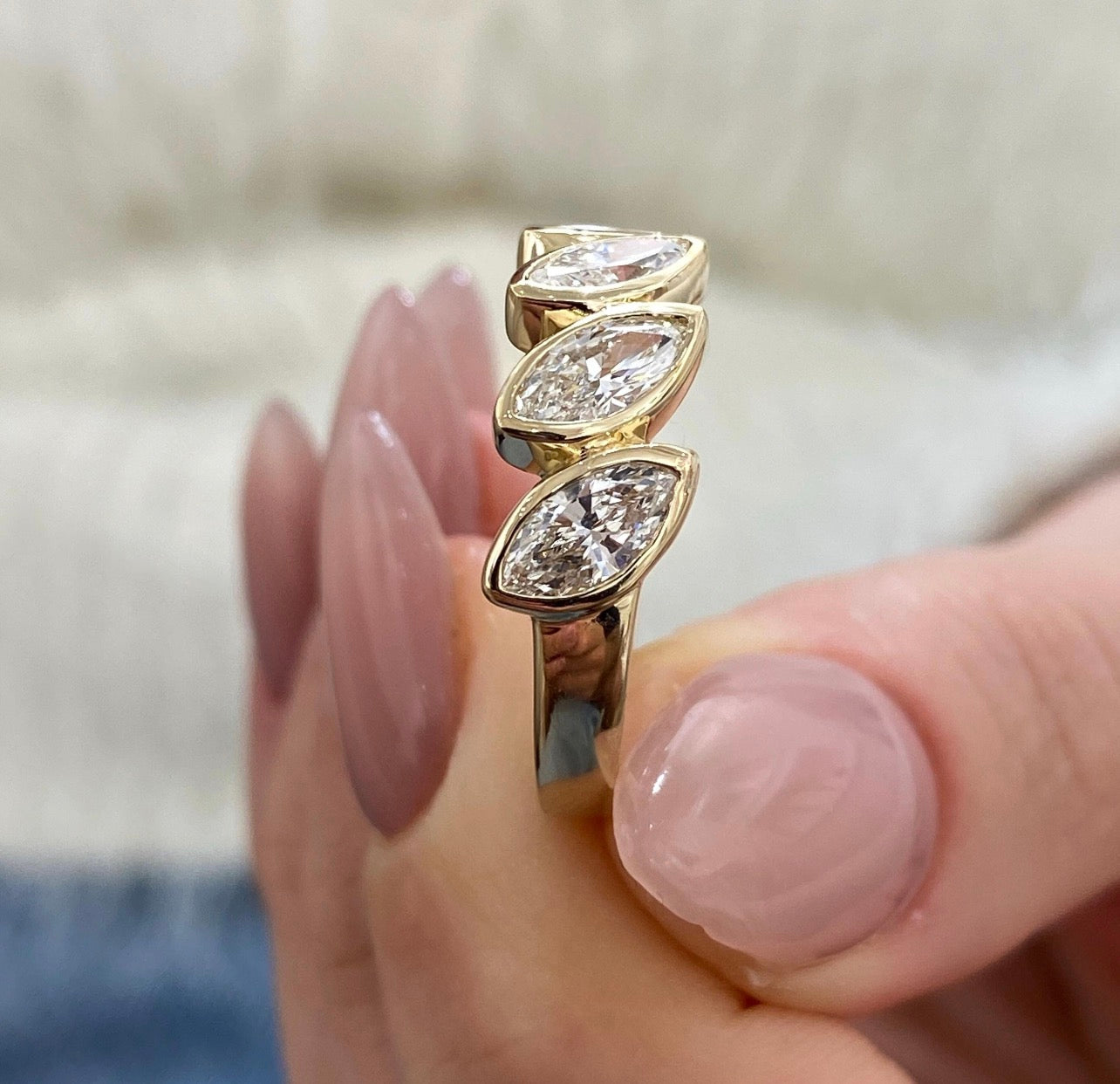 1.50ct Marquise Cut Tilted Wedding Ring