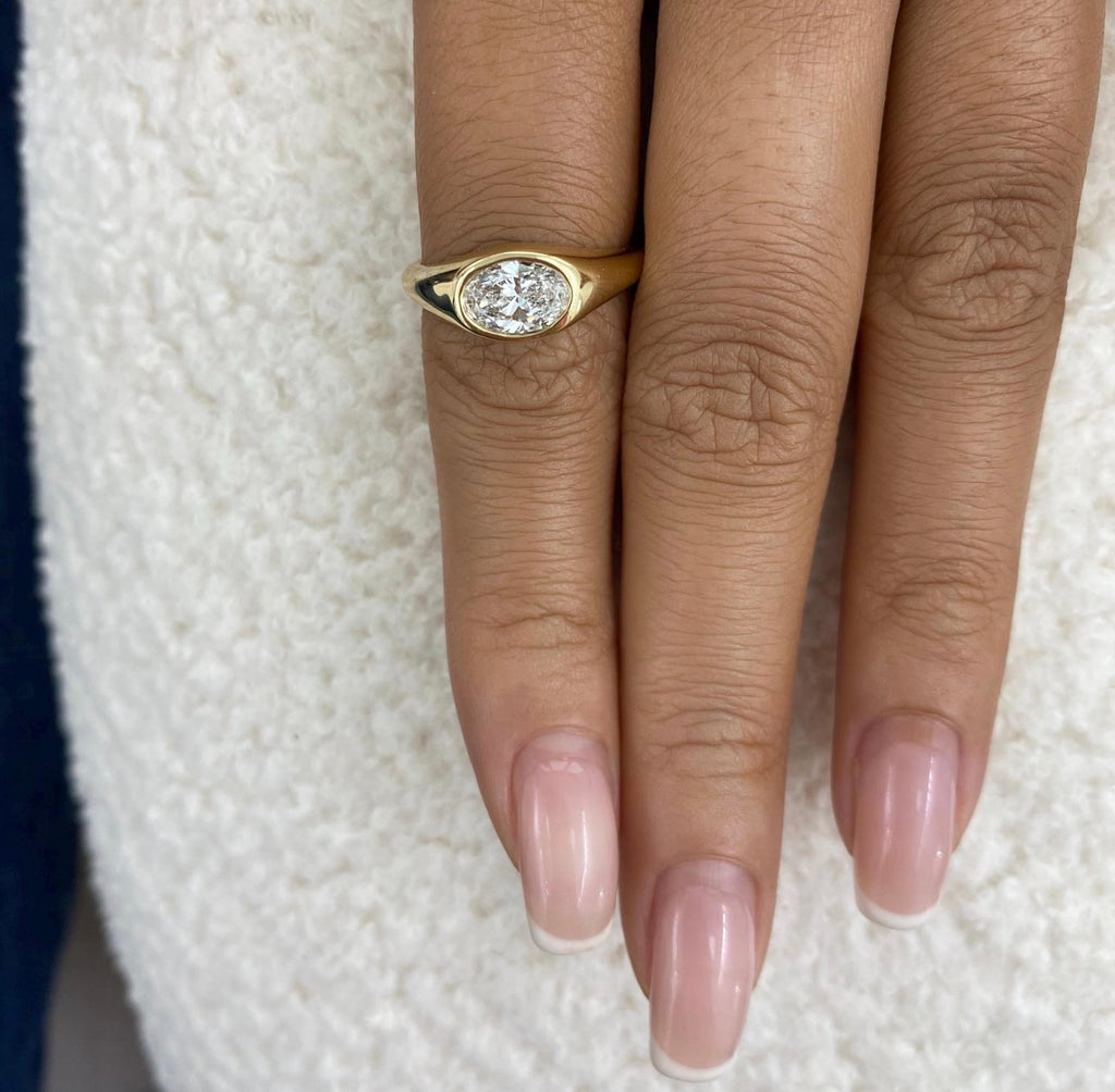 1.00ct Oval East West Set Bezel Ring