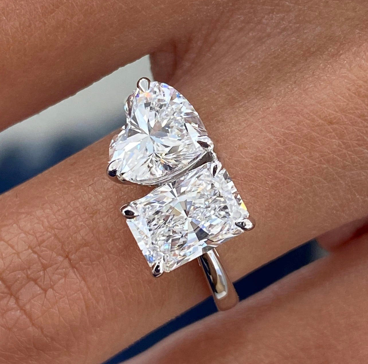 2.10ct Heart & Radiant Toi et Moi Ring