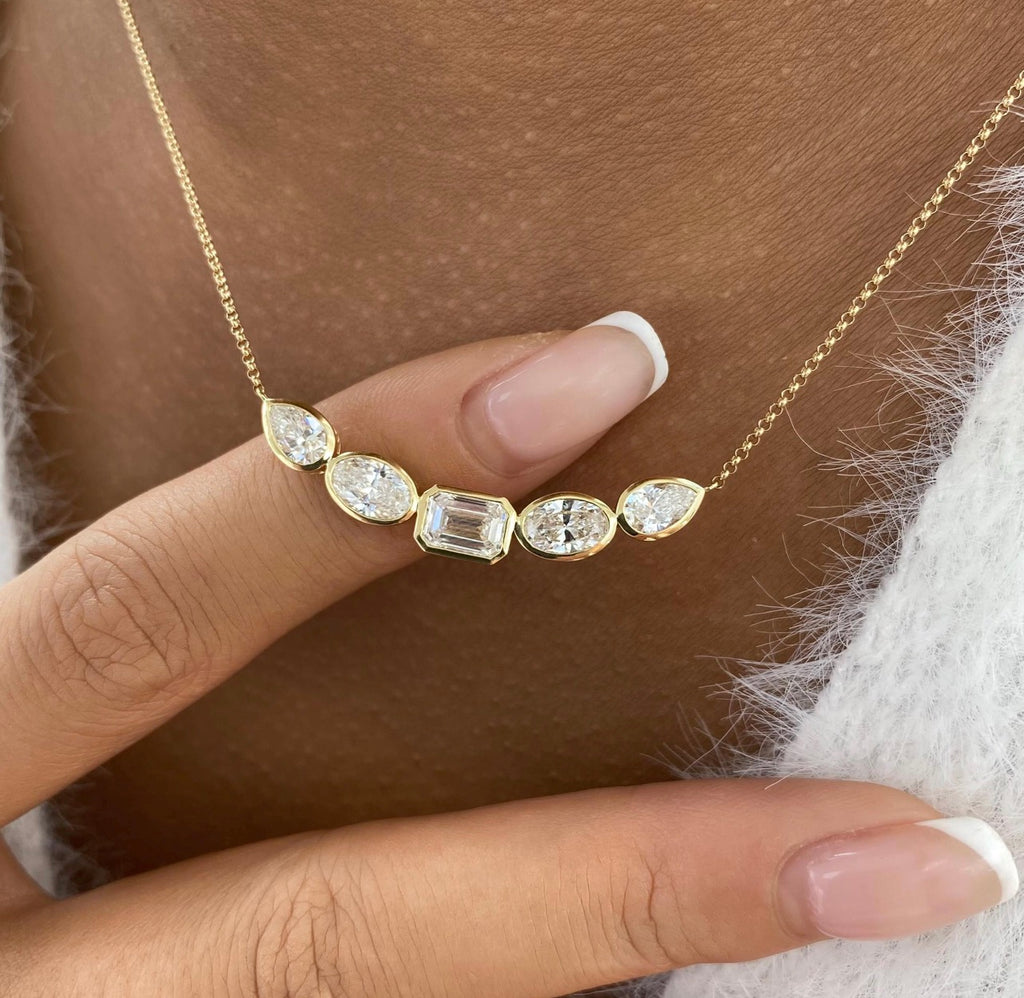 2.50ct Mixed Cut Diamond Bar Necklace
