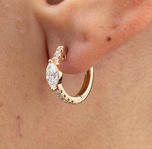 0.70ct Marquise Cut Hoop Earrings