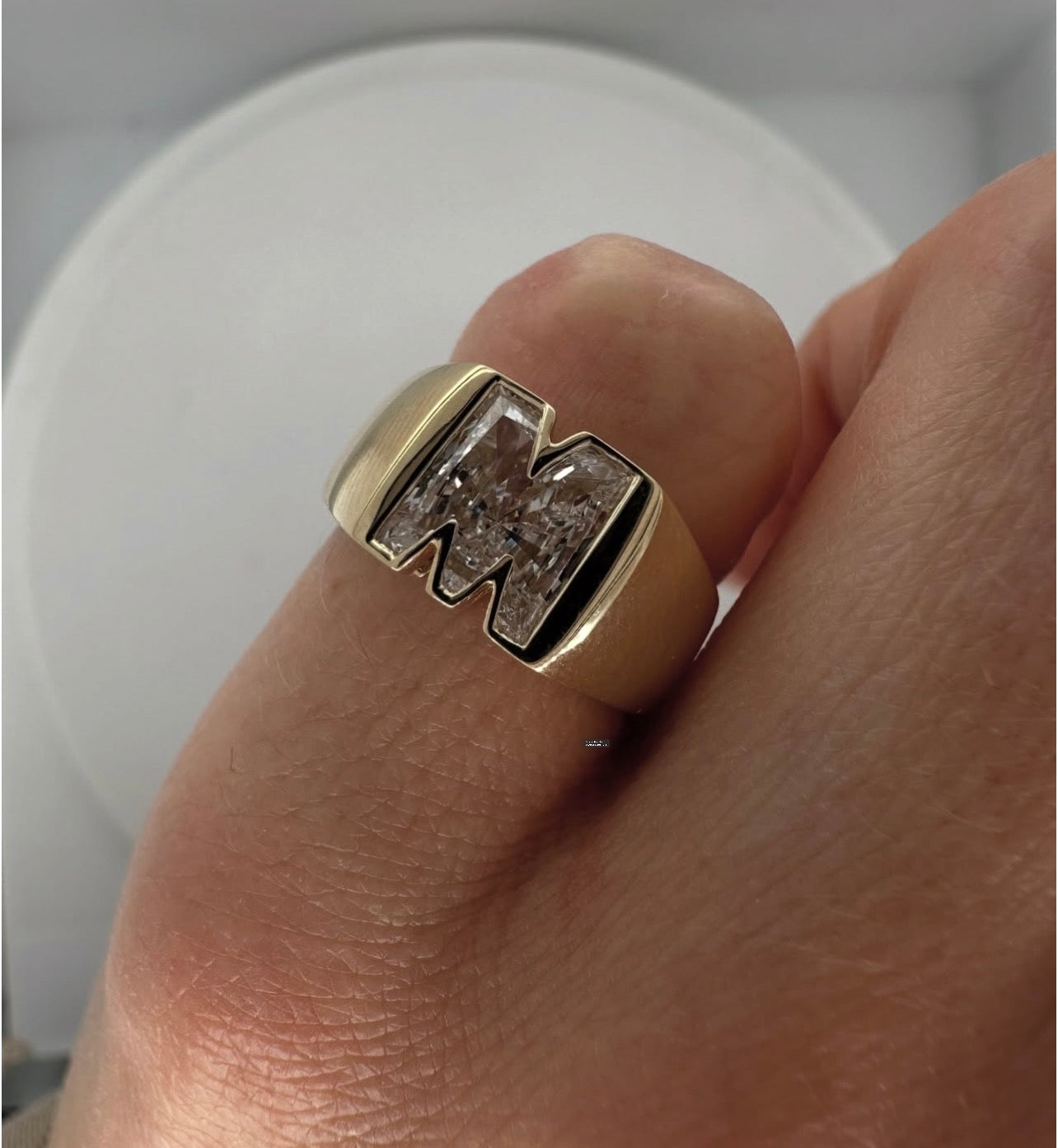 Letter Bezel Set Ring