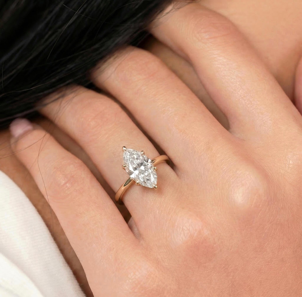 3ct Marquise Cut Tulip Setting Ring