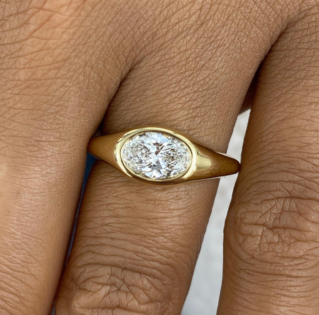 1.00ct Oval East West Set Bezel Ring