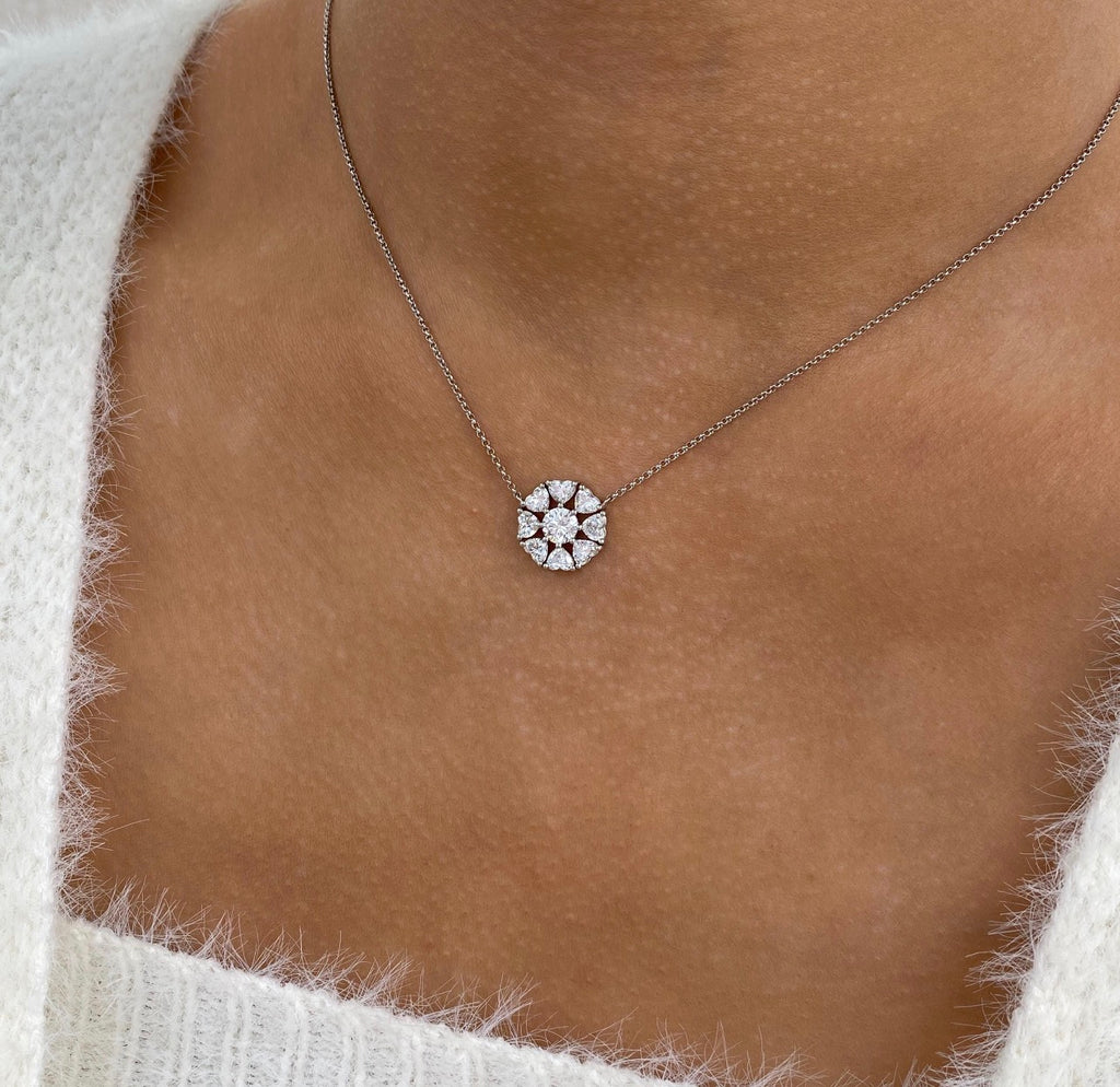 2ct Heart & Round Cut Diamond Pendant Necklace