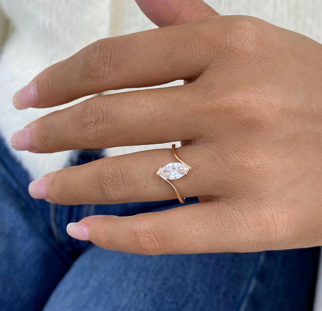 1.00ct Marquise Vertical Capture Ring