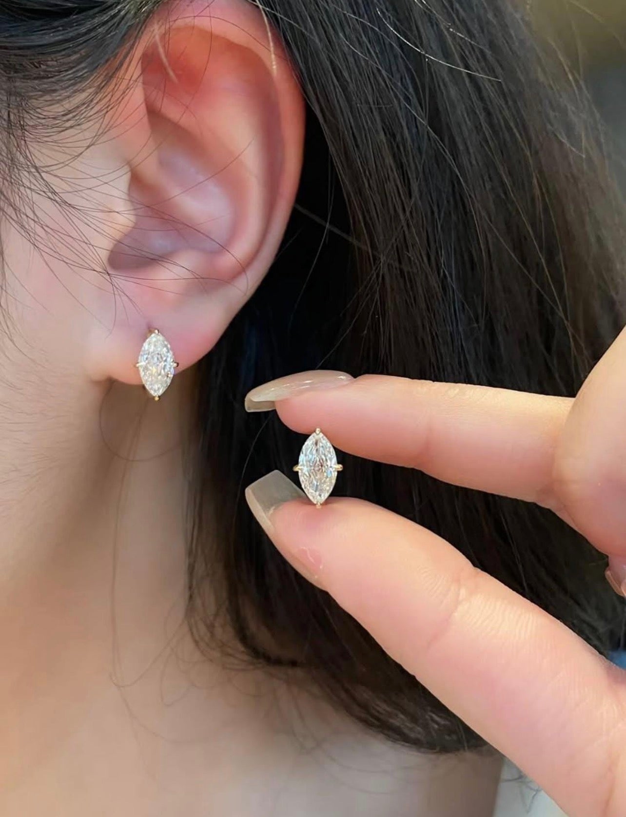 4ct Marquise Hoop Earrings