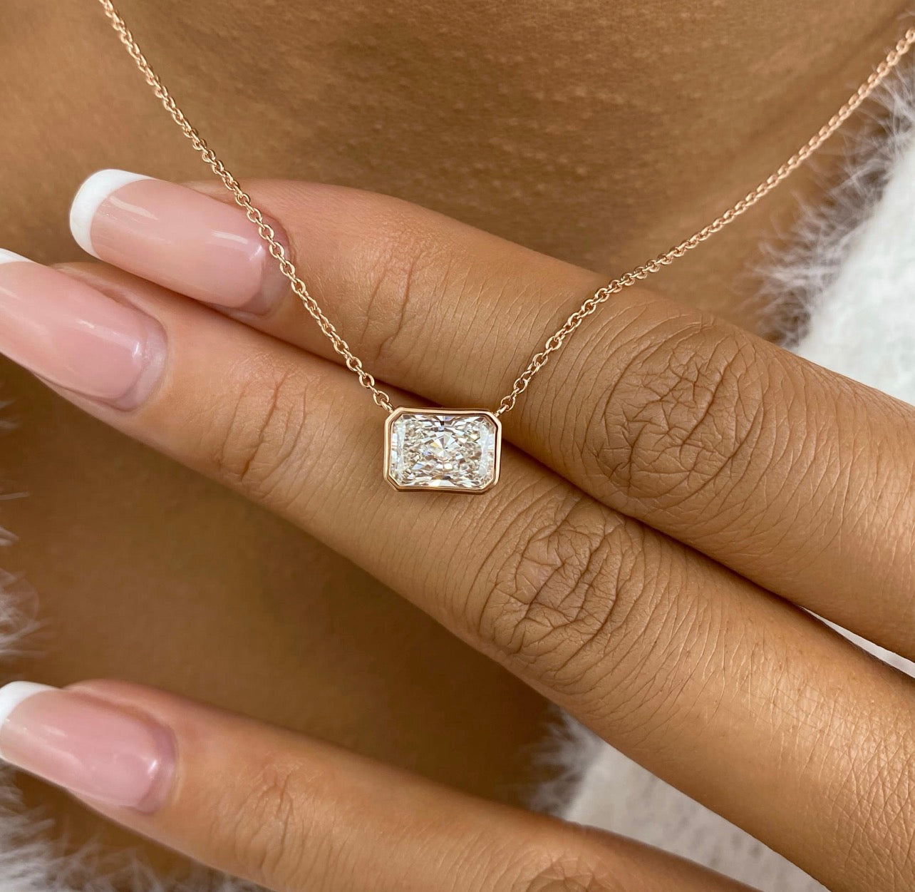 Radiant Cut East West Bezel Set Necklace
