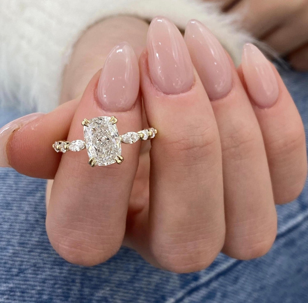 2.50ct Cushion Cut with Floral Band Ring