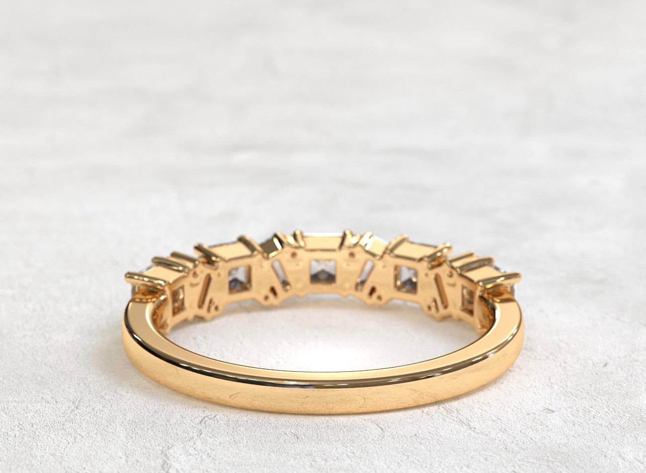 0.86ct Asscher, Baguette & Round Cut Wedding Band