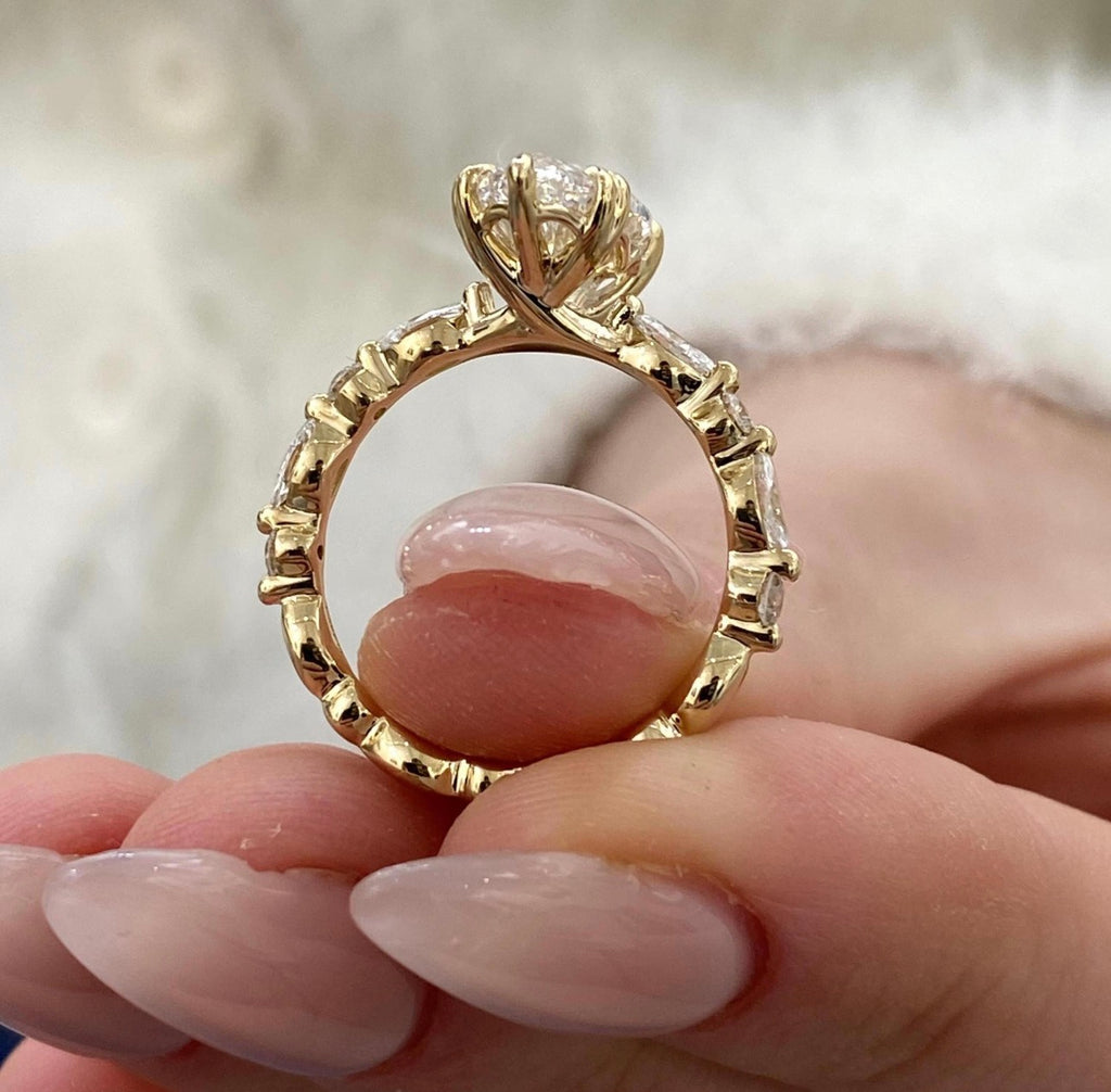 3ct Marquise Cut Ring with Floral Band