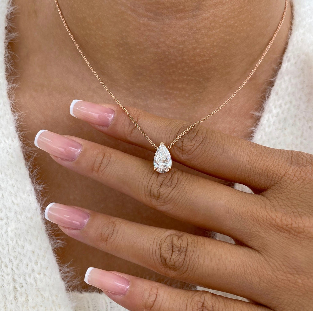 Pear Cut Prong Set Necklace