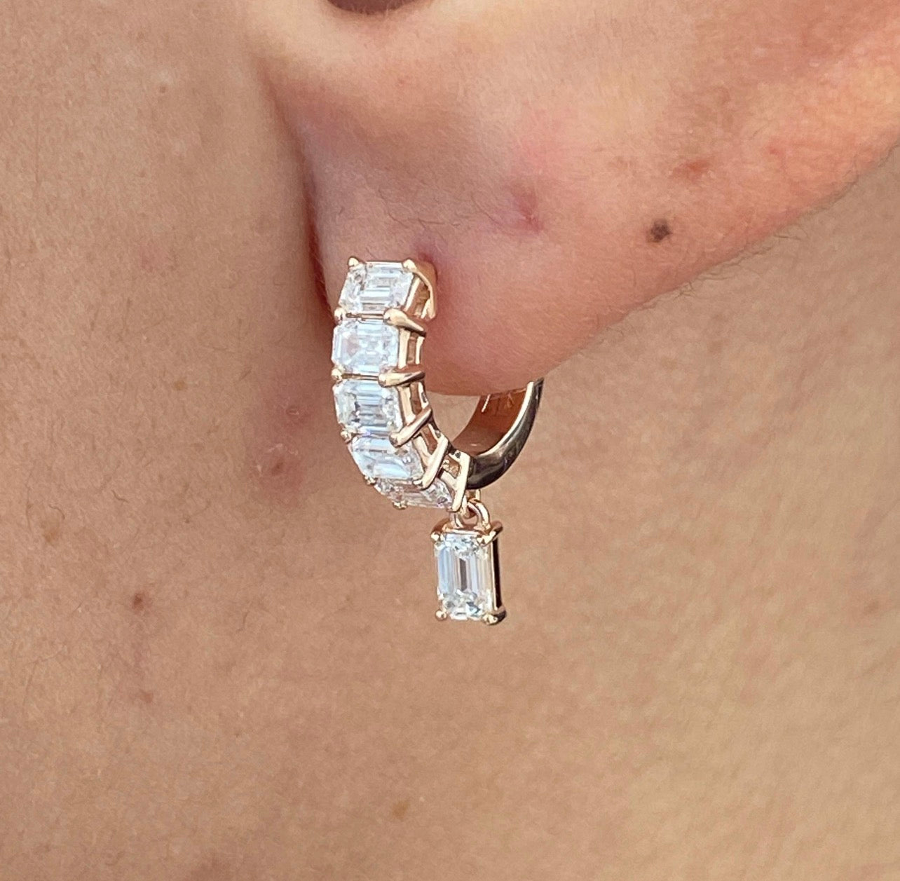 1.45ct Emerald Cut Dangling Earrings
