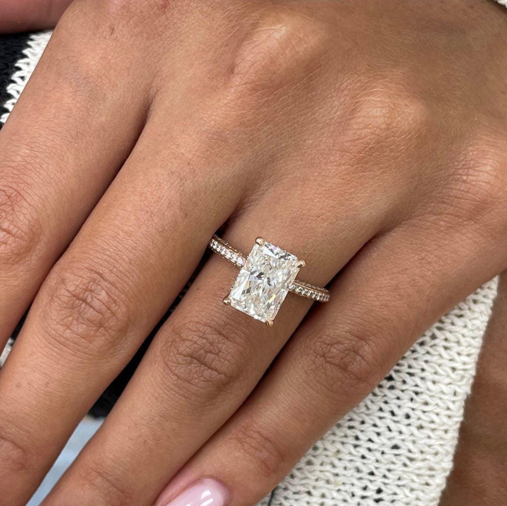 2ct Radiant Cut Hidden Halo Set Ring