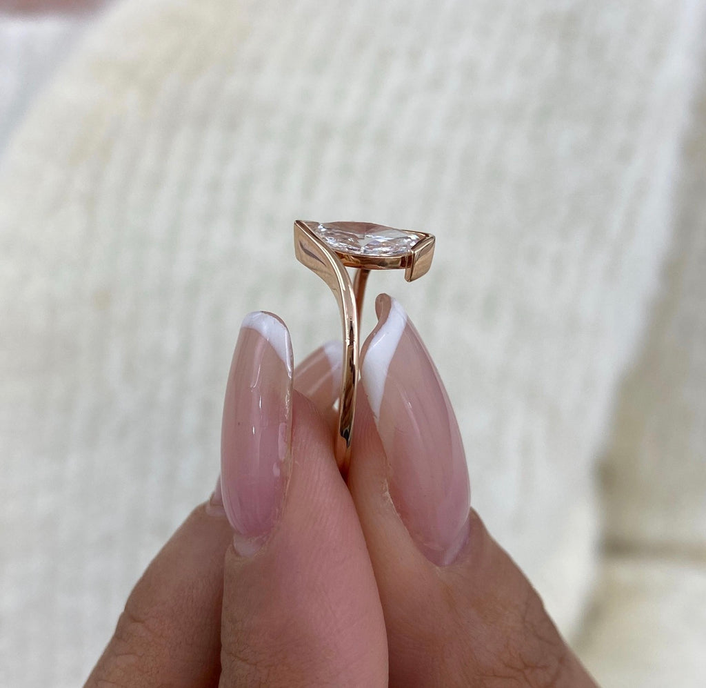1.00ct Marquise Vertical Capture Ring
