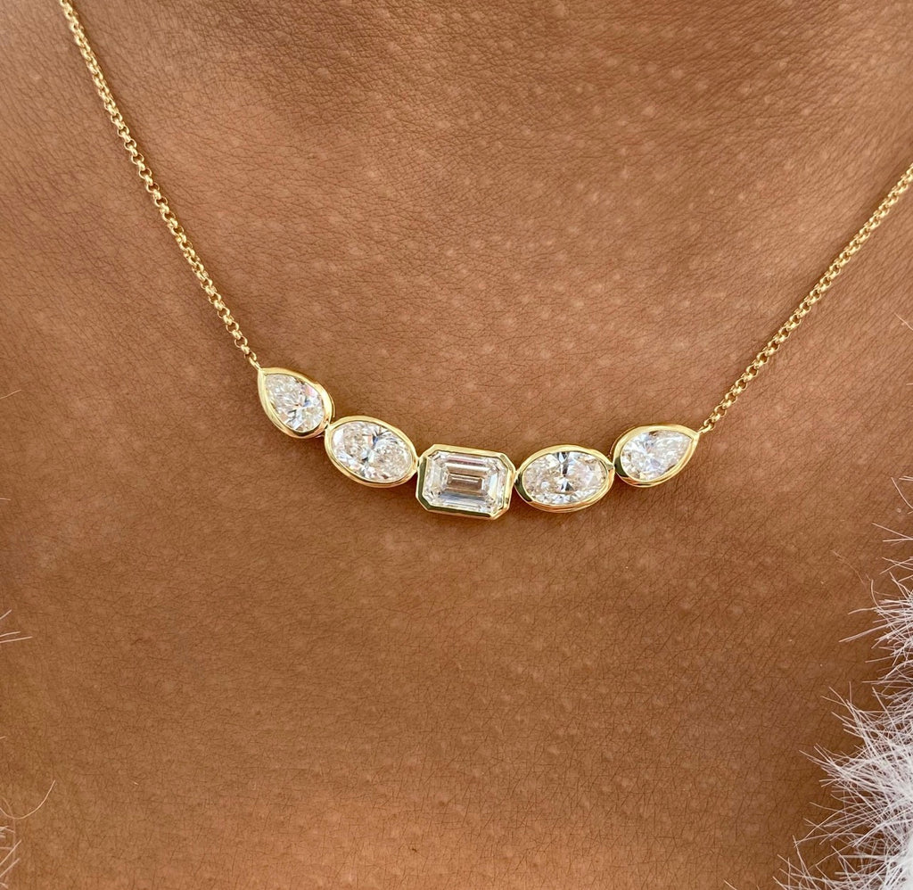 2.50ct Mixed Cut Diamond Bar Necklace