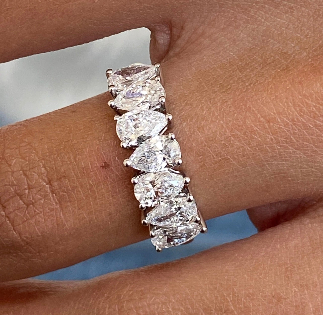1.6ct Pear Cut Diamond Wedding Band