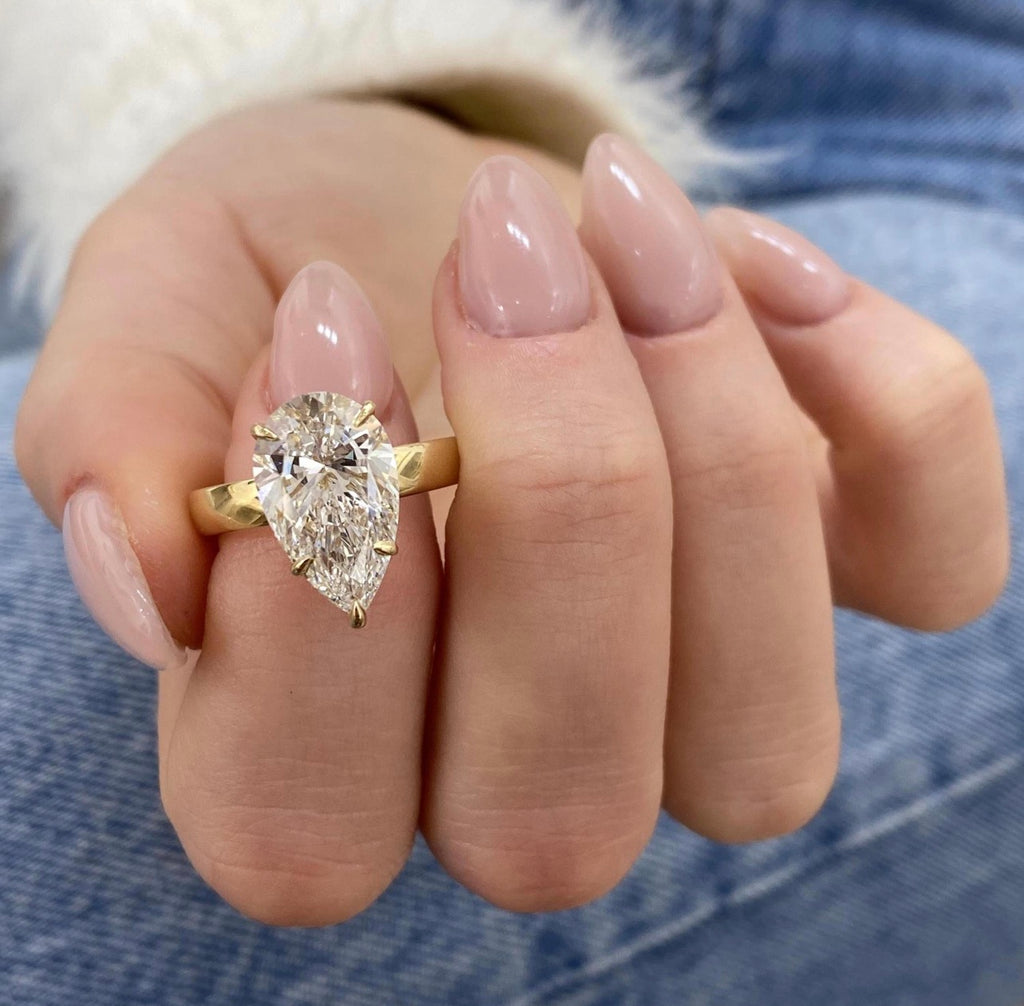 4ct Pear Cut Hidden Halo Ring