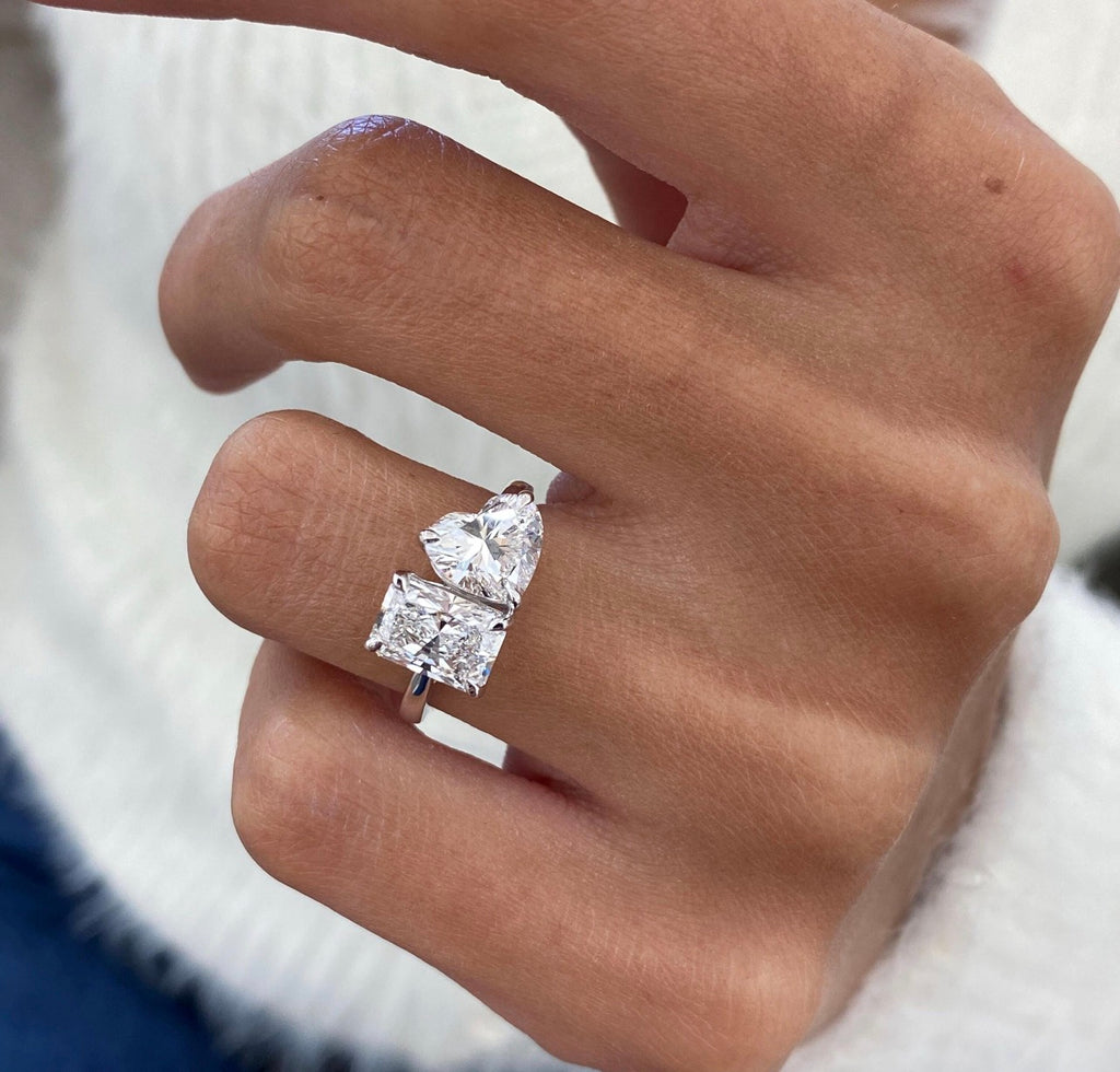 2.10ct Heart & Radiant Toi et Moi Ring