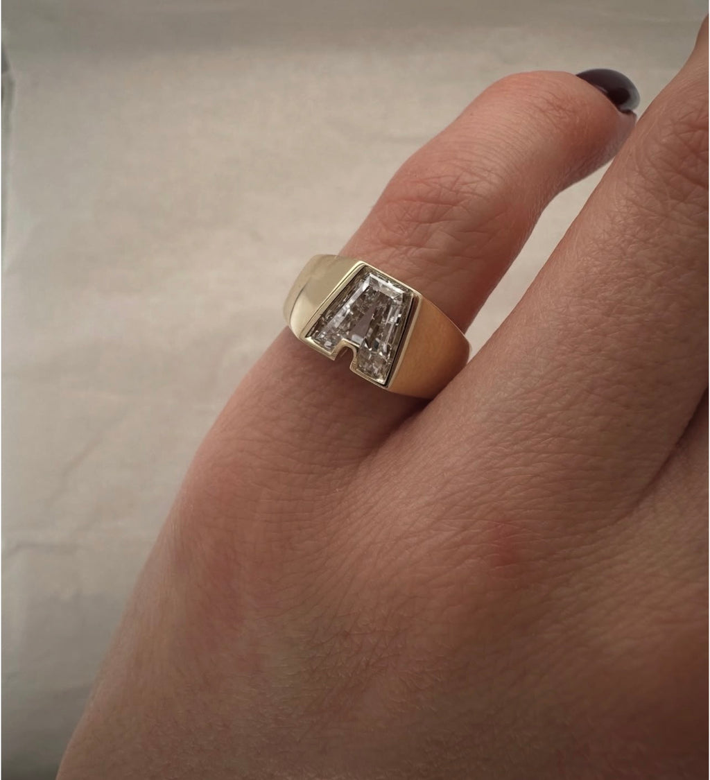 Letter Bezel Set Ring