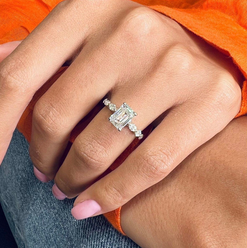 2ct Emerald Cut with Marquise Band