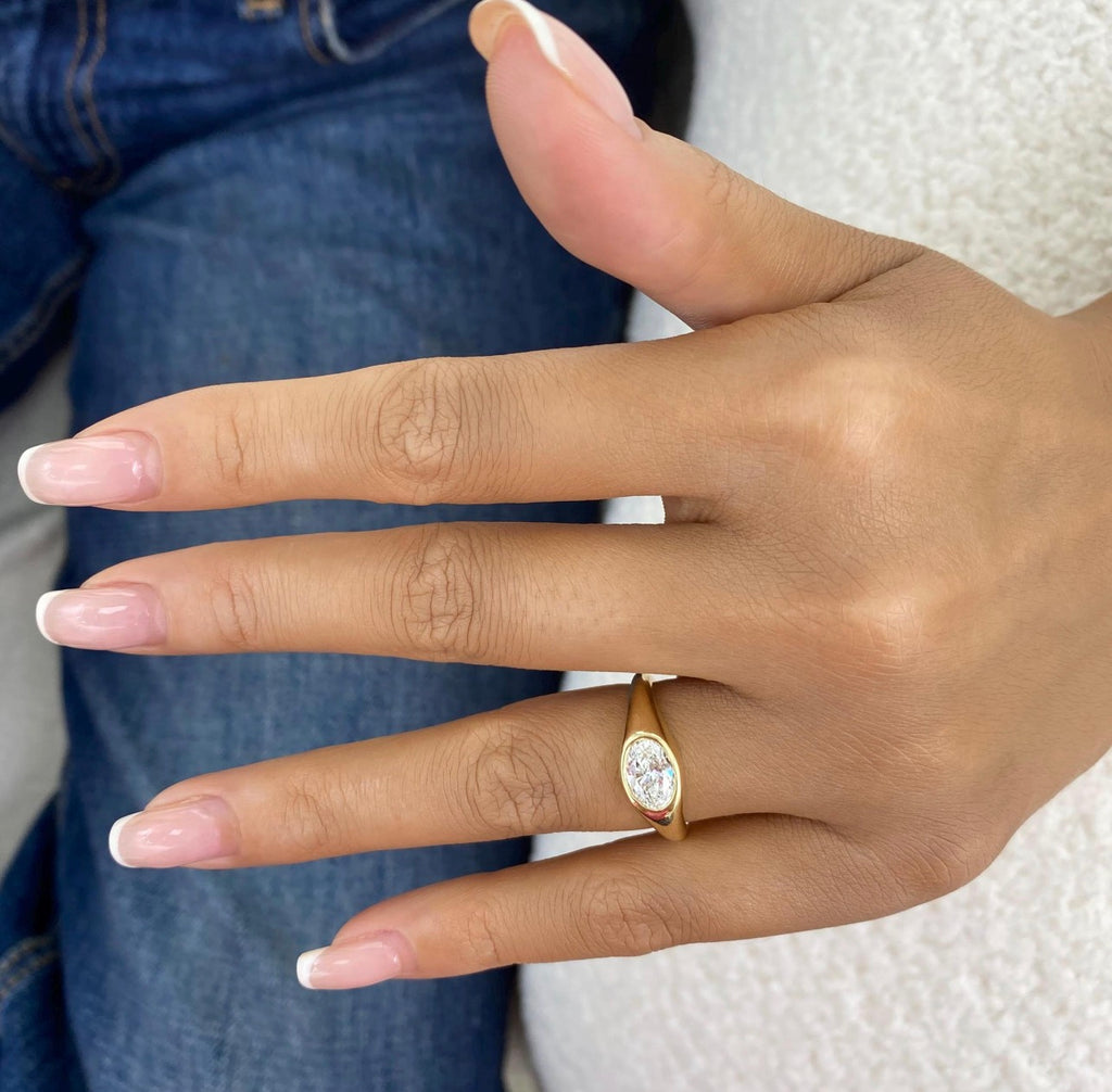 1.00ct Oval East West Set Bezel Ring
