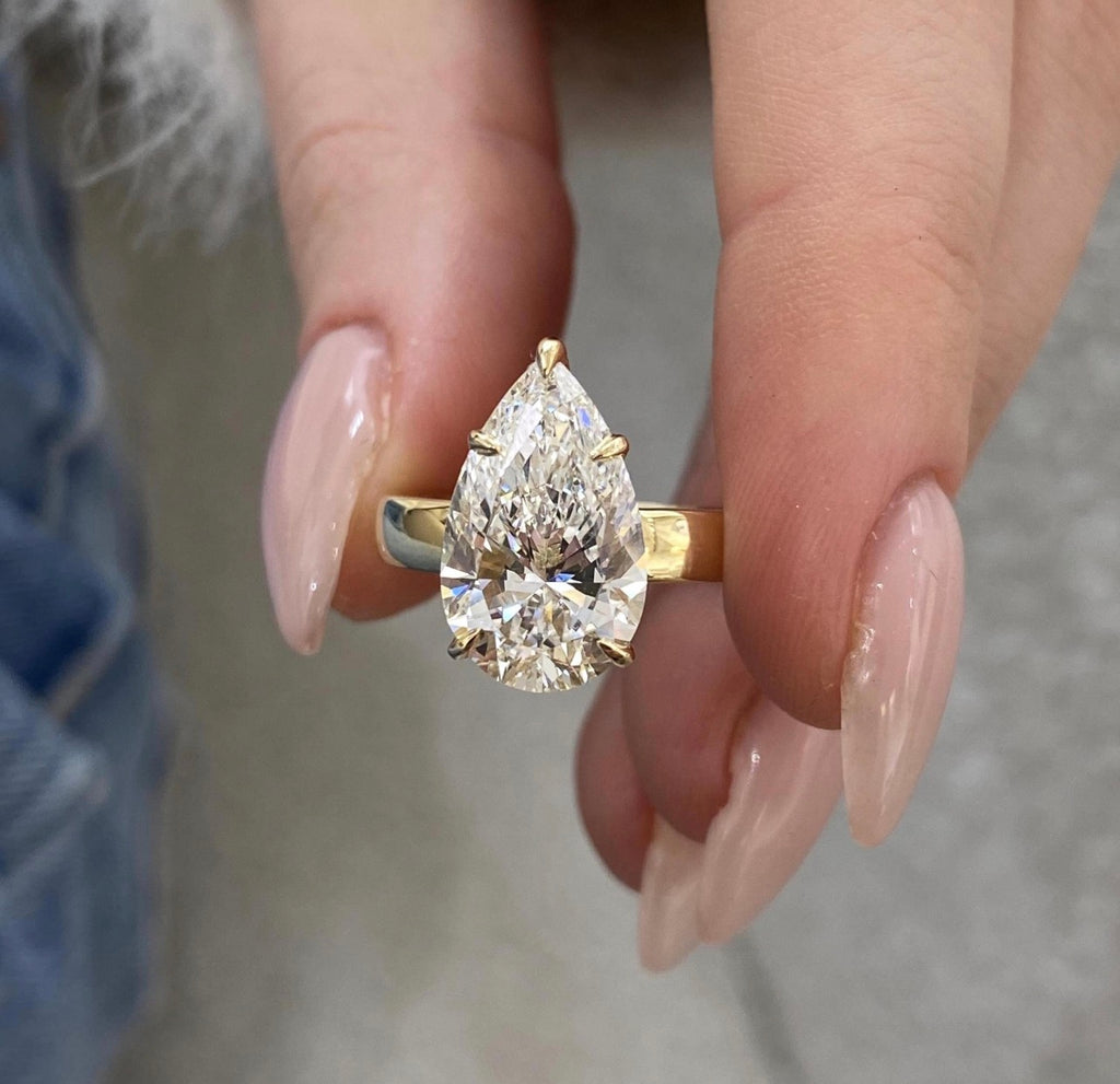 4ct Pear Cut Hidden Halo Ring