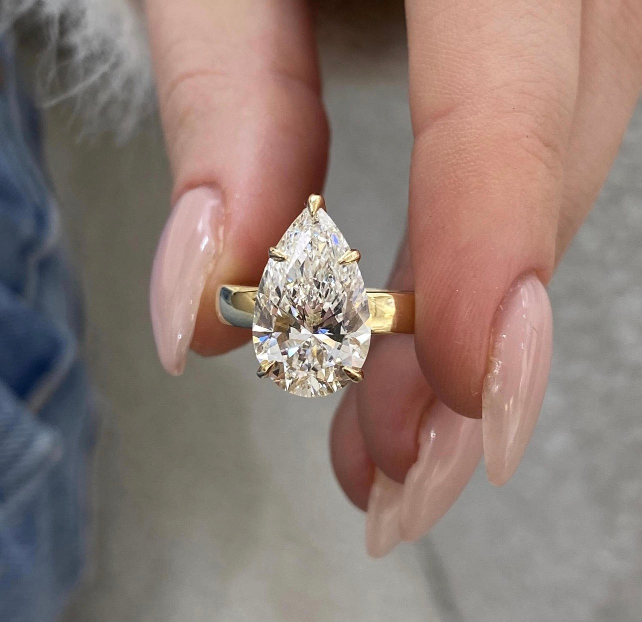 4ct Pear Cut Hidden Halo Ring