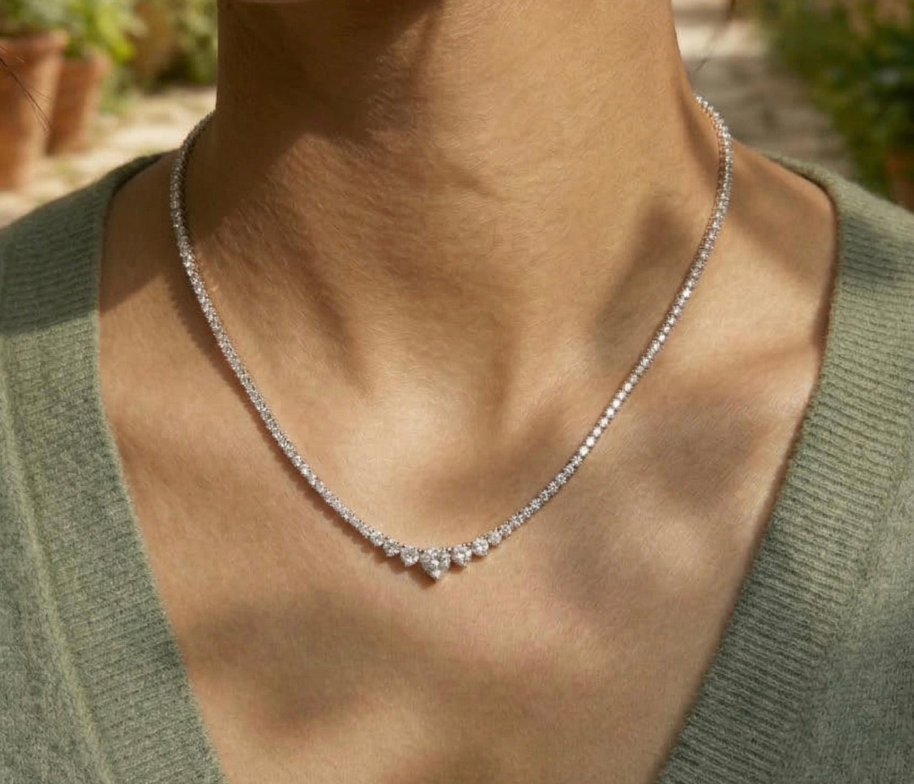 7.00ct Round Cut Graduate Necklace