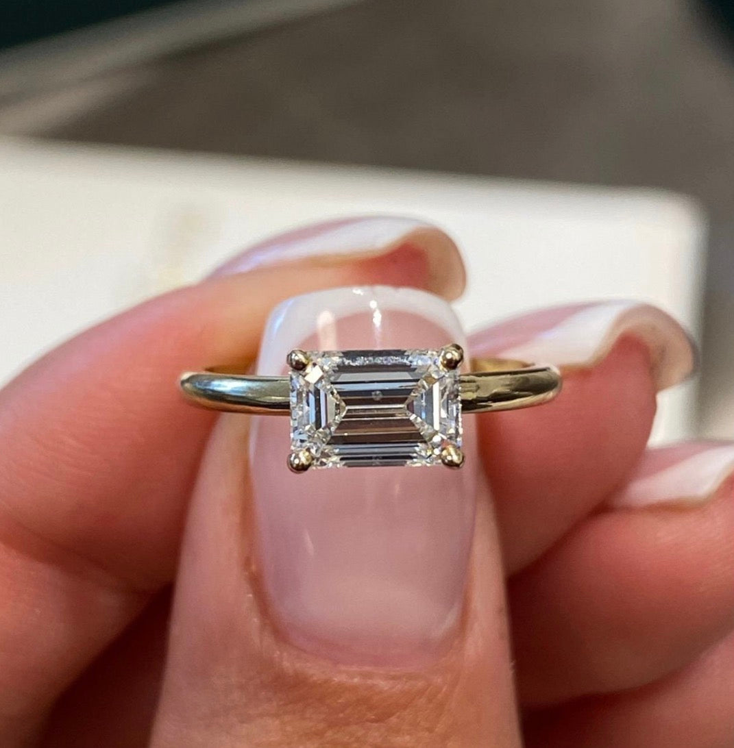 1.00ct Emerald East West Set Proposal Ring