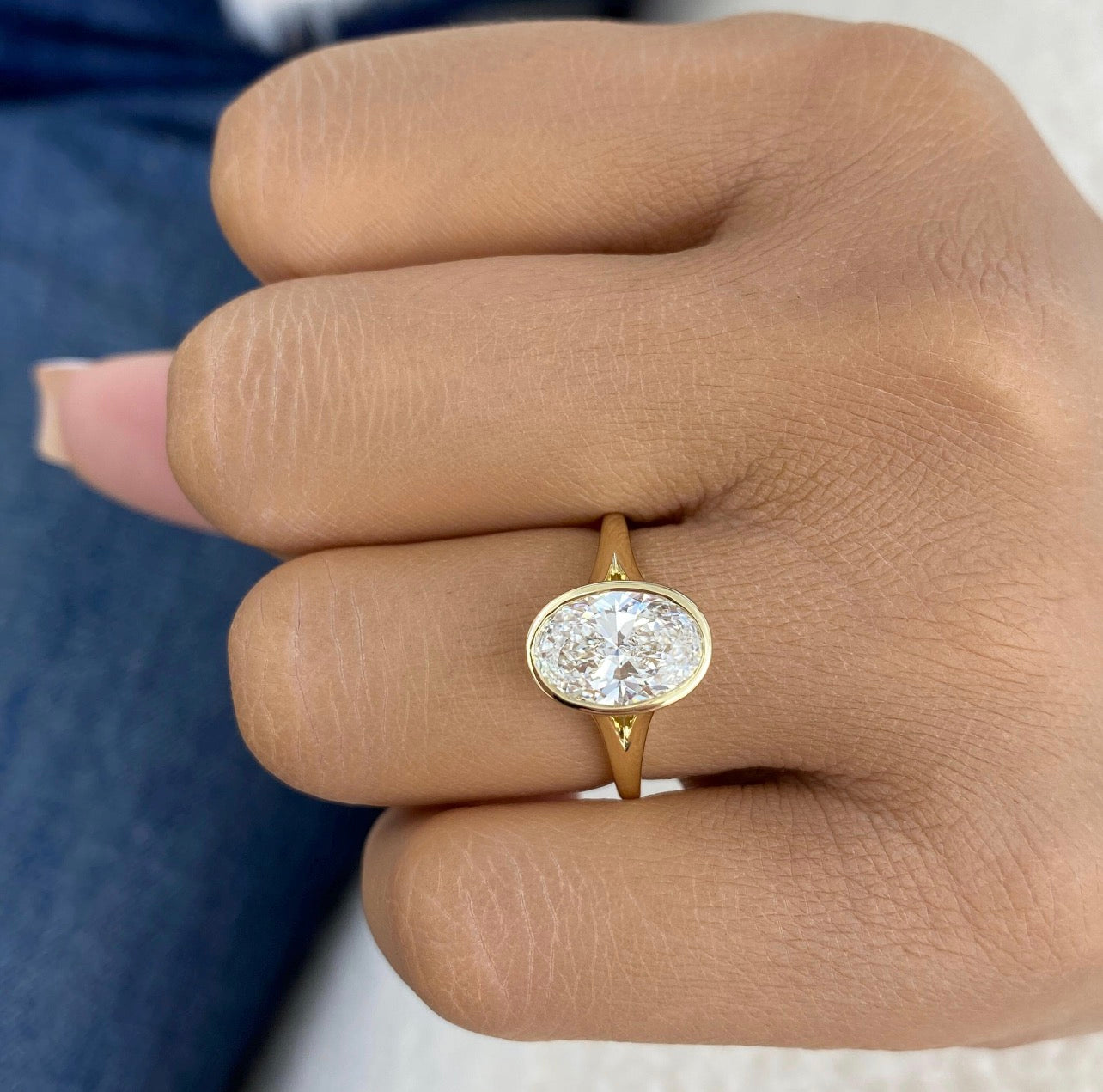 Oval Cut Bezel Set Proposal Ring