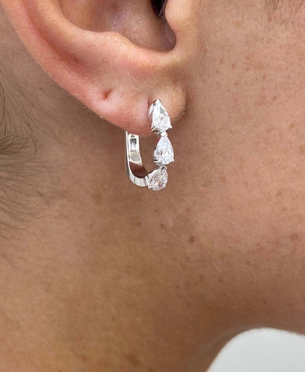 1.50ct Pear Cut Hoop Earrings